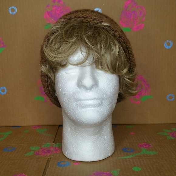 Light Brown Knitted Beenie Hat - Picture 3 of 11